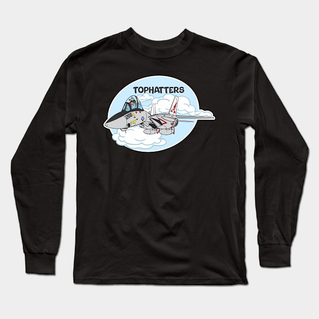 Tomcat Cartoon VF-14 Tophatters Long Sleeve T-Shirt by MBK